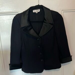 Stunning St. John knit jacket with satin collar and cuffs size 8